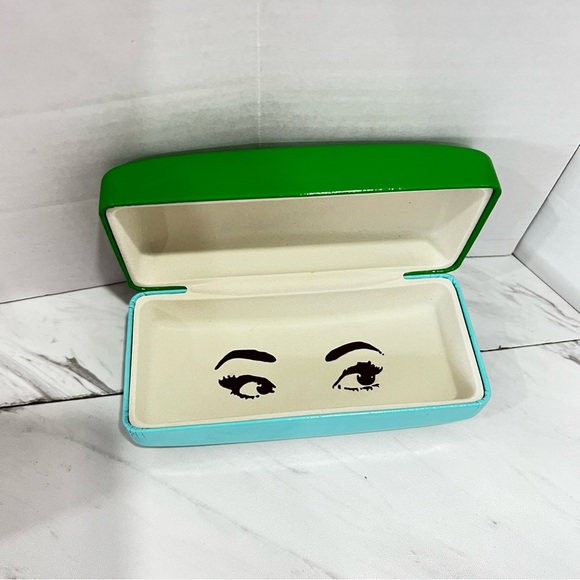 Kate Spade New York CASE ONLY Green/Teal Sunglasses Eyeglasses Case - Picture 4 of 10